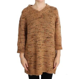 PINK MEMORIES Brown Wool Blend Knitted Oversize Women's Sweater